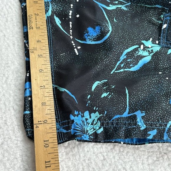 Speedo Men's Swim Trunks Tie Elastic Back Waist Size S Black Blue Beach - Picture 7 of 8